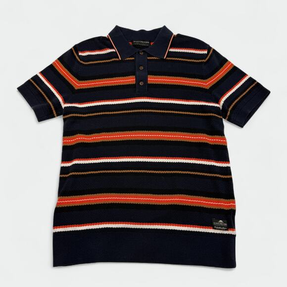 Scotch & Soda Mens M Knit Polo Shirt Multicolor Striped Cotton Short Sleeve TV - Picture 1 of 14